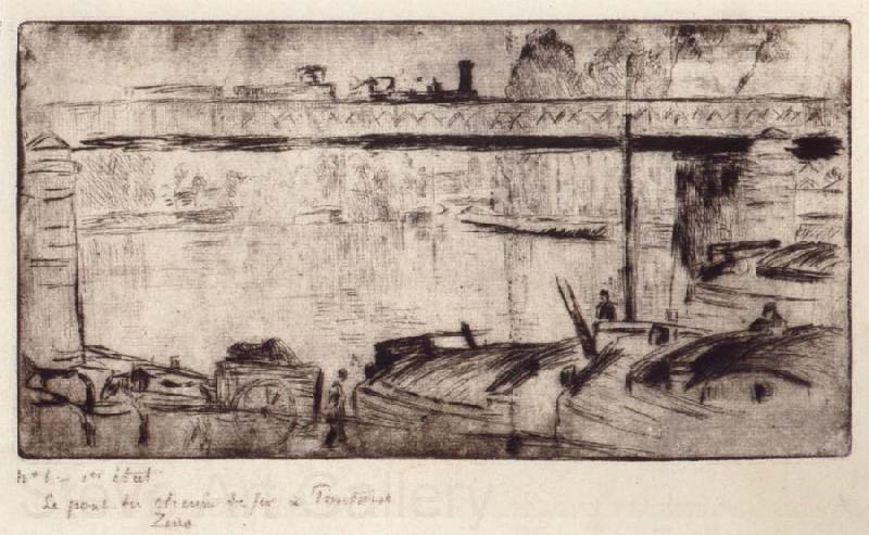 Camille Pissarro The railway bridge at Pontoise